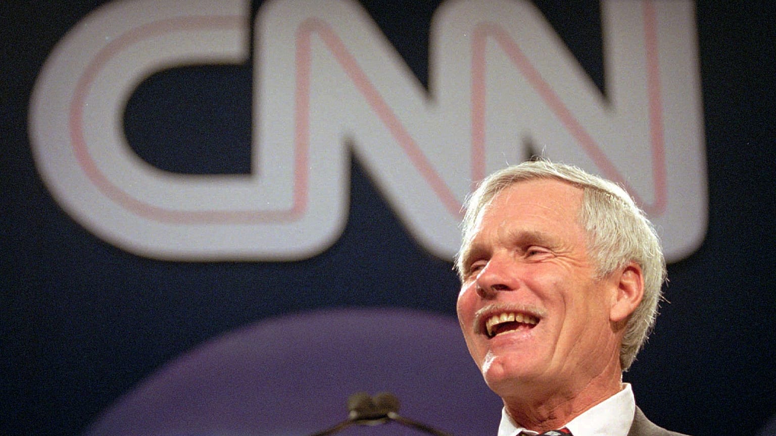 Ted Turner speaks during the CNN World Report Contributors banquet in Atlanta on 4 May, 1995