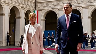 La premier Meloni con il primo ministro libico Abdul Hamid Dbeibeh a Roma (7 maggio 2026)