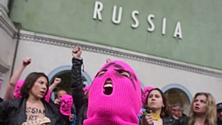 Pussy Riot and FEMEN activists protest at Russia's Pavilion at the Venice Biennale over its invasion of Ukraine; 6 May 2026