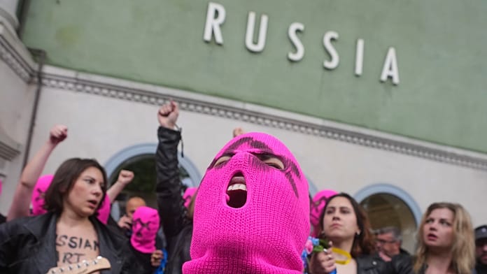 'Blood is Russia's art': Politics and protests mark start of Venice Biennale