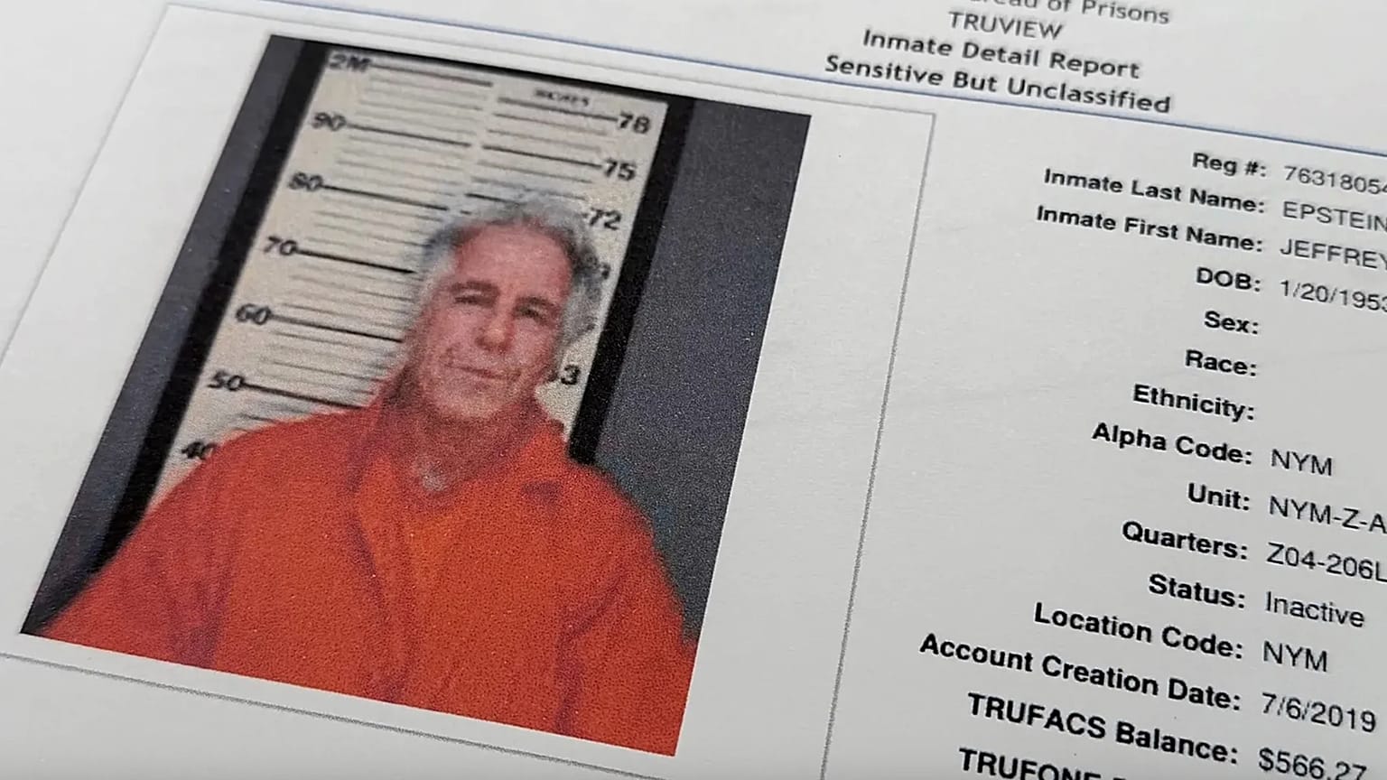 ABD Adalet Bakanlığı tarafından yayınlanan Jeffrey Epstein dosyalarında yer alan bir belge, 10 Şubat, 2026.