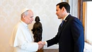Pope Leo XIV greets US Secretary of State Marco Rubio at the Vatican, 7 May, 2026