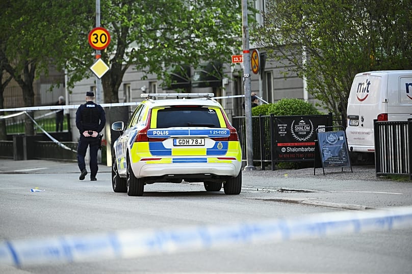 Swedish police in central Uppsala, 29 April, 2025