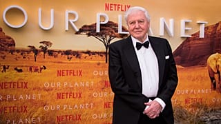 David Attenborough poses for photographers upon his arrival for the premiere of a new series of Our Planet, at the Natural History Museum in central London, April 4, 2019.
