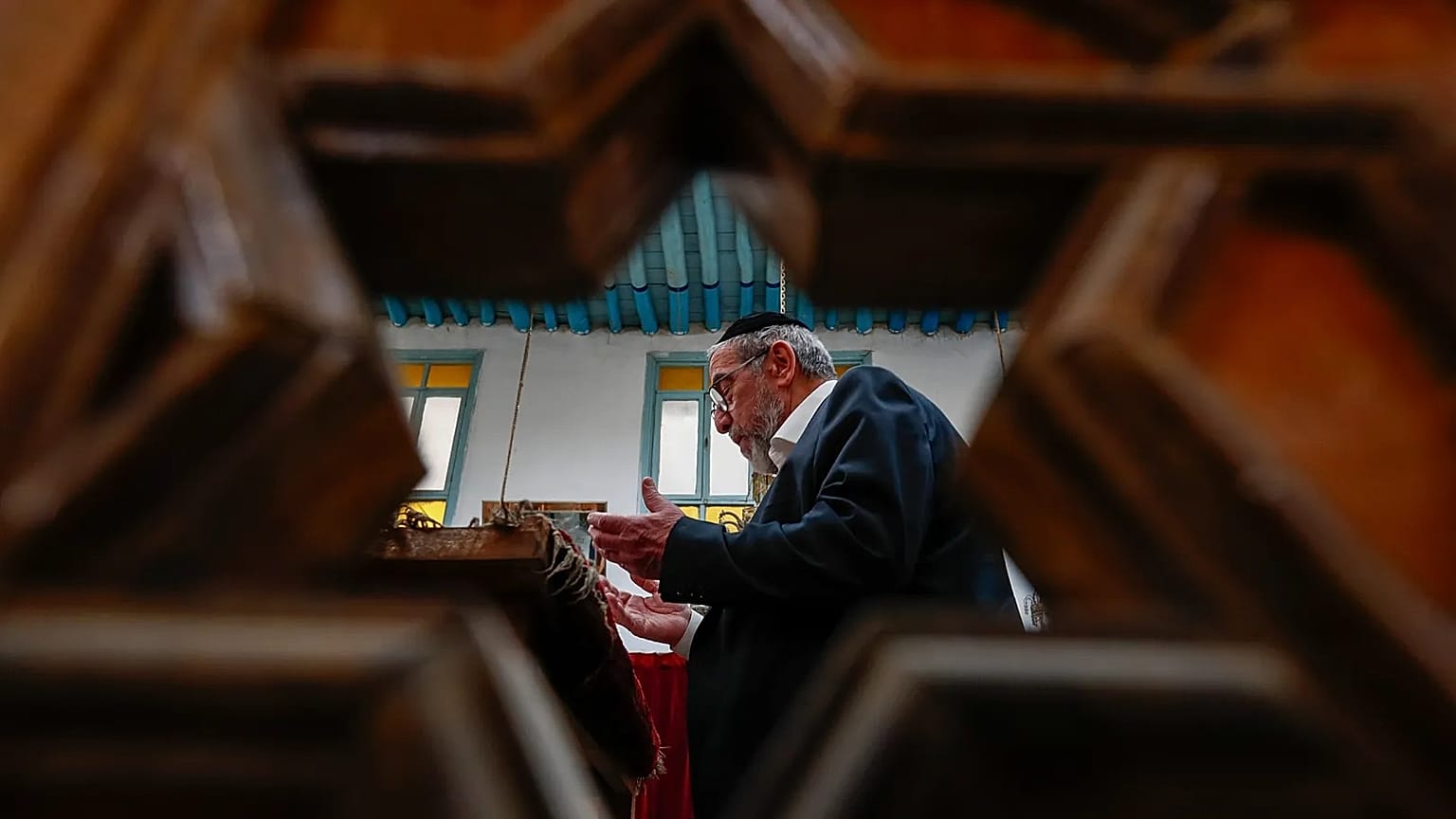 FILE: Rabbi Yusuf Hamra prays at the al-Franj synagogue where he used to serve as a rabbi in the old city of Damascus, 18 February 2025