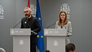 Javier Padilla Bernáldez, secretario de Estado de Sanidad, y Virginia Barcones, secretaria general de Protección Civil, en una rueda de prensa de este 8 de mayo de 2026