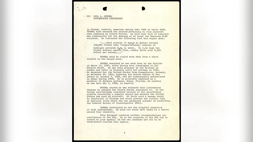 Peyerl vermutete, dass die Allierten an Informationen rund um dieses Flugobjekt gelangt waren.