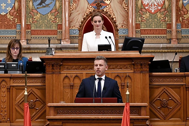 Magyar Péter miniszterelnök beszédet mond az új Országgyűlés alakuló ülésén