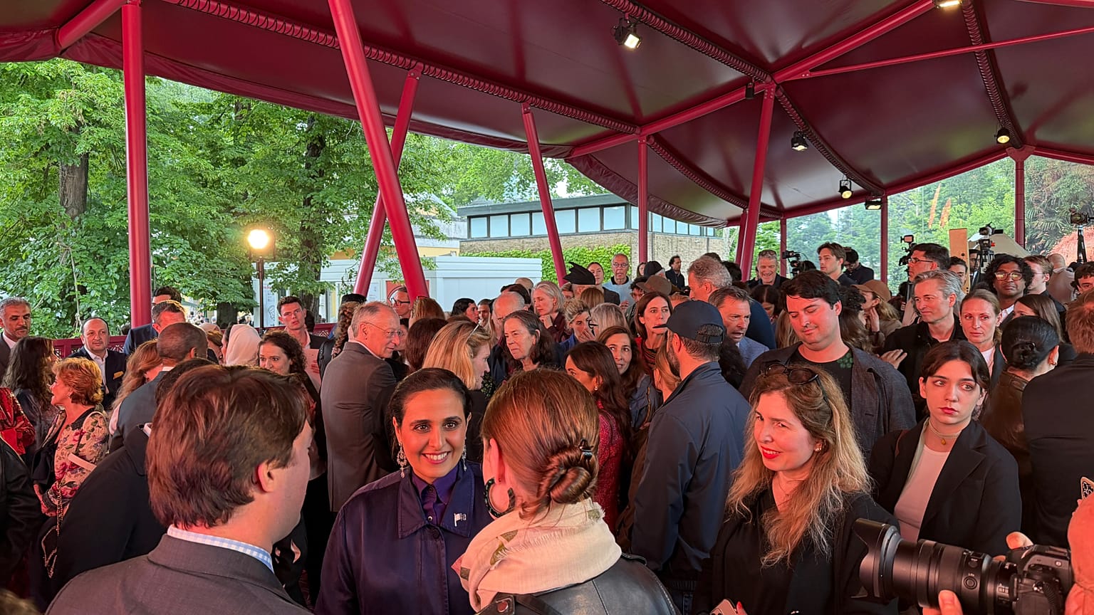 A full house inside the Qatar National Pavilion at the 2026 Venice Biennale.