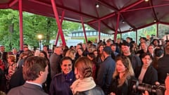 A full house inside the Qatar National Pavilion at the 2026 Venice Biennale.