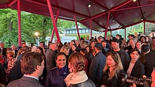 A full house inside the Qatar National Pavilion at the 2026 Venice Biennale.