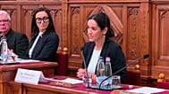 Orbán Anita külügyminiszter-jelölt kinevezés előtti meghallgatásán az Országgyűlés külügyi bizottságának ülésén az Országházban 2026. május 11-én