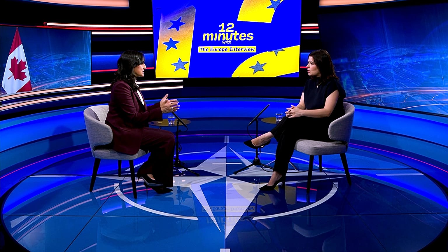 Anita Anand, Canadian Minister of Foreign Affairs, during an interview with Euronews at the NATO HQ in Brussels.
