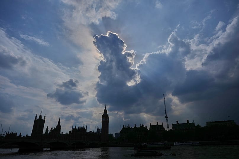 Clouds are seen above the Houses of Parliament a day after the UK 2026 local elections in London, 8 May, 2026
