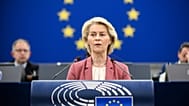 European Commission President Ursula von der Leyen speaks during a joint debate on the European Council and the situation in the Middle East, at the European Parliament.