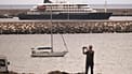 The hantavirus-stricken cruise ship MV Hondius is seen at anchor at the port of Granadilla in Tenerife, Canary Islands, Spain, Monday, May 11, 2026.