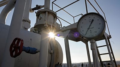 A gas pressure gauge of a main gas pipeline from Russia in the village of Boyarka near the capital Kiev, Ukraine on Tuesday, Feb. 12, 2008.
