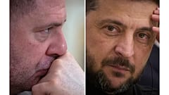 FILE - Andriy Yermak, ex capo dell'Ufficio del Presidente dell'Ucraina e il Presidente ucraino Volodymyr Zelenskyy. 