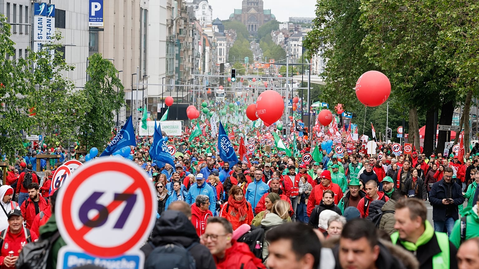 Around 40,000 people gathered in in Brussels for a general strike, Tuesday, May 12, 2026.