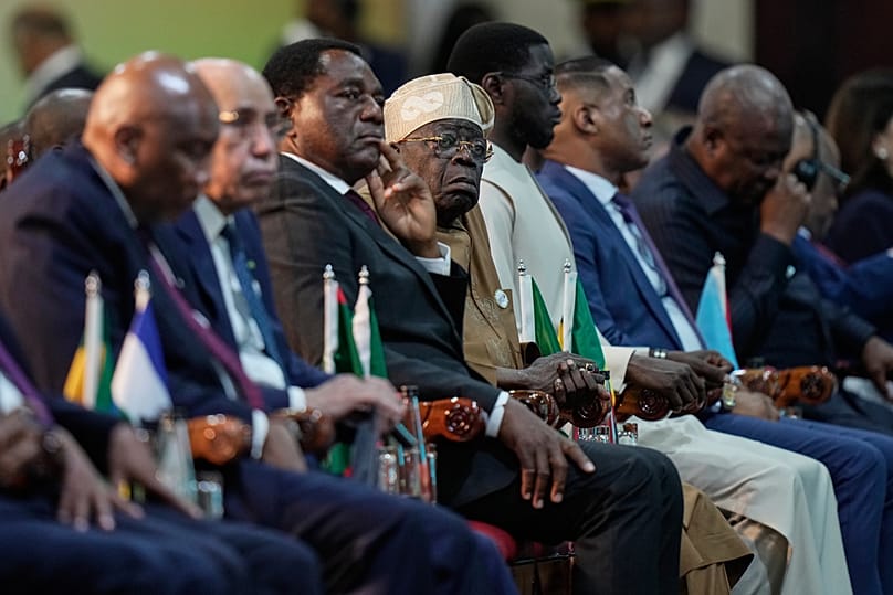 Heads of state and government representatives attend the Africa Forward Summit at the Kenyatta International Convention Centre in Nairobi, Kenya, Tuesday, May 12, 2026