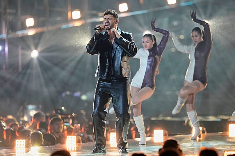 Noam Bettan from Israel performs the song "Michelle" during the first semifinal of the 70th Eurovision Song Contest in Vienna, Austria, Tuesday, May 12, 2026. 