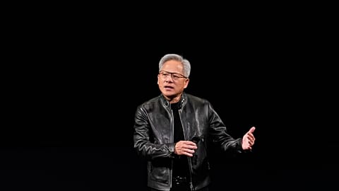 File- Nvidia CEO Jensen Huang speaks during an Nvidia conference focusing on artificial intelligence in San Jose, Calif., Monday, March 16, 2026. 