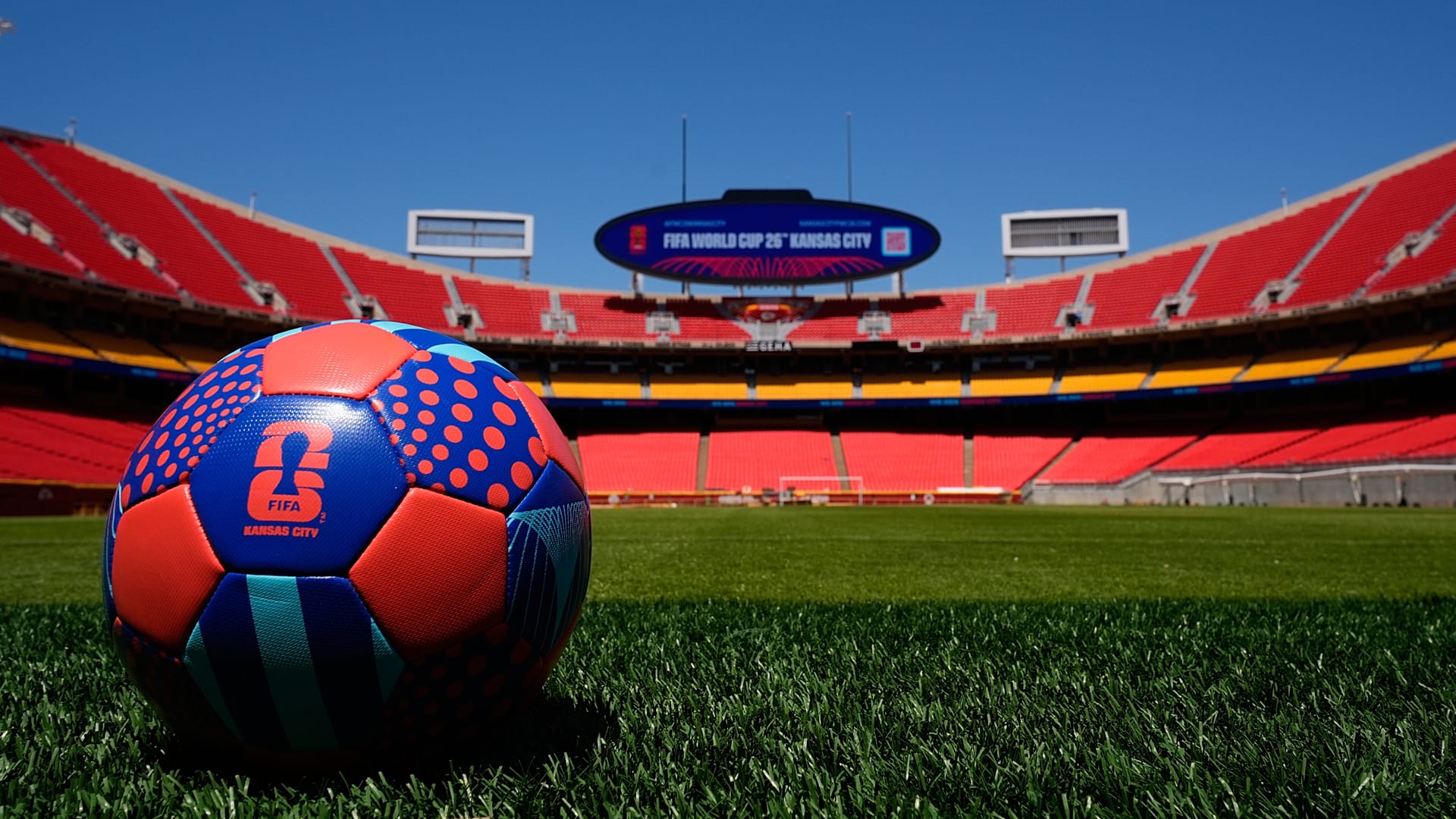 Vista geral do Estádio de Kansas City, segunda-feira, 11 de maio de 2026, antes dos jogos do Mundial de futebol de 2026 em Kansas City, Missouri.