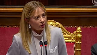 Giorgia Meloni in aula in Senato durante il Premier time