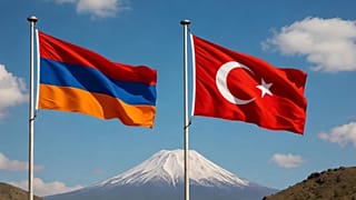 Türkiye ve Ermenistan bayrakları, ilüstrasyon: Grok Imagine