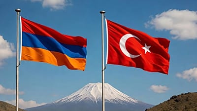 Türkiye ve Ermenistan bayrakları, ilüstrasyon: Grok Imagine