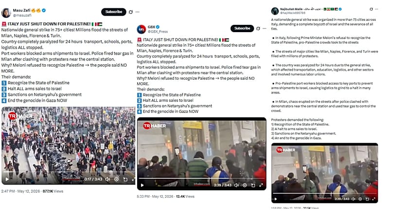 I filmati che mostrano gli scontri tra polizia e manifestanti a Milano sono obsoleti. 