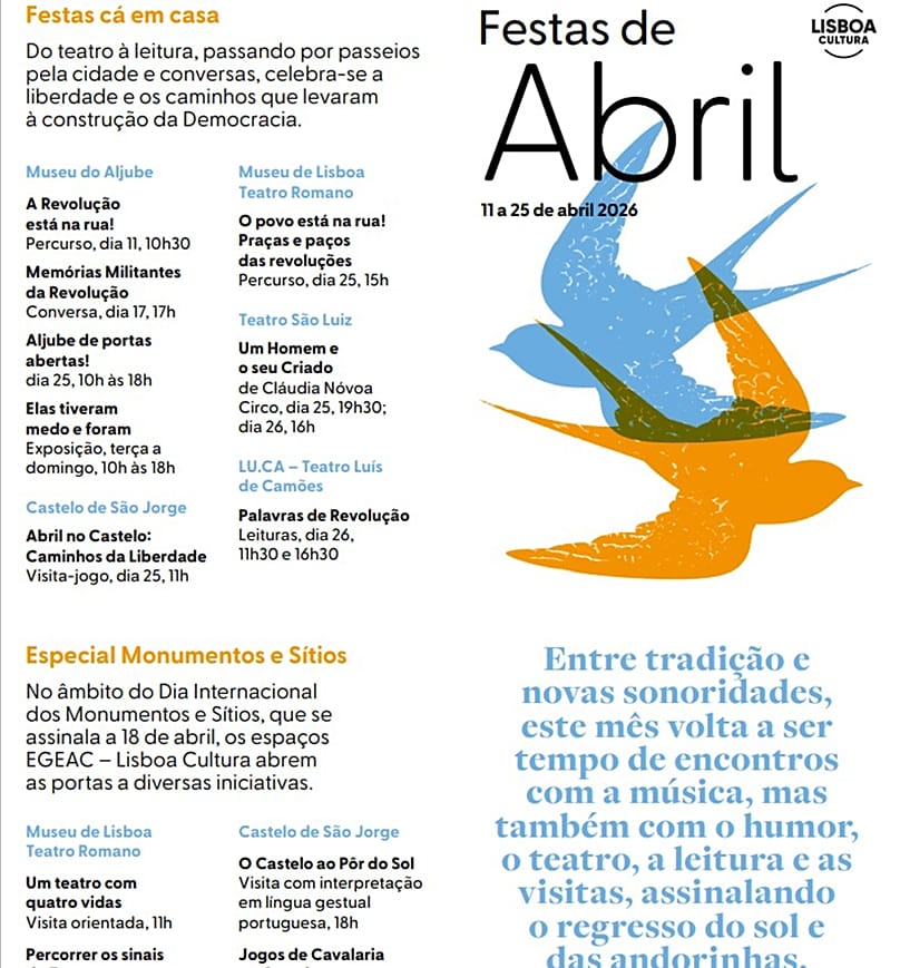 Parte do cartaz oficial das festas de Lisboa em abril, 2026