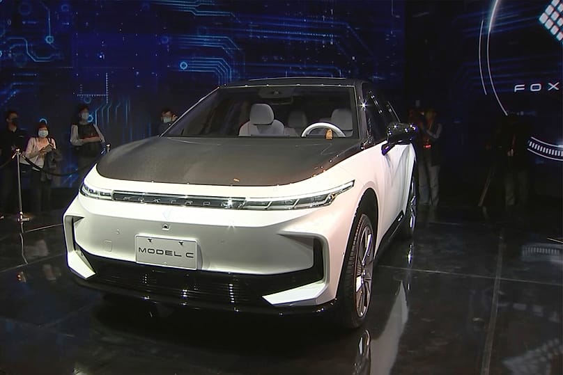 Foxtron Modell C während einer Pressekonferenz in Taipeh, Taiwan, Oktober 2021. 