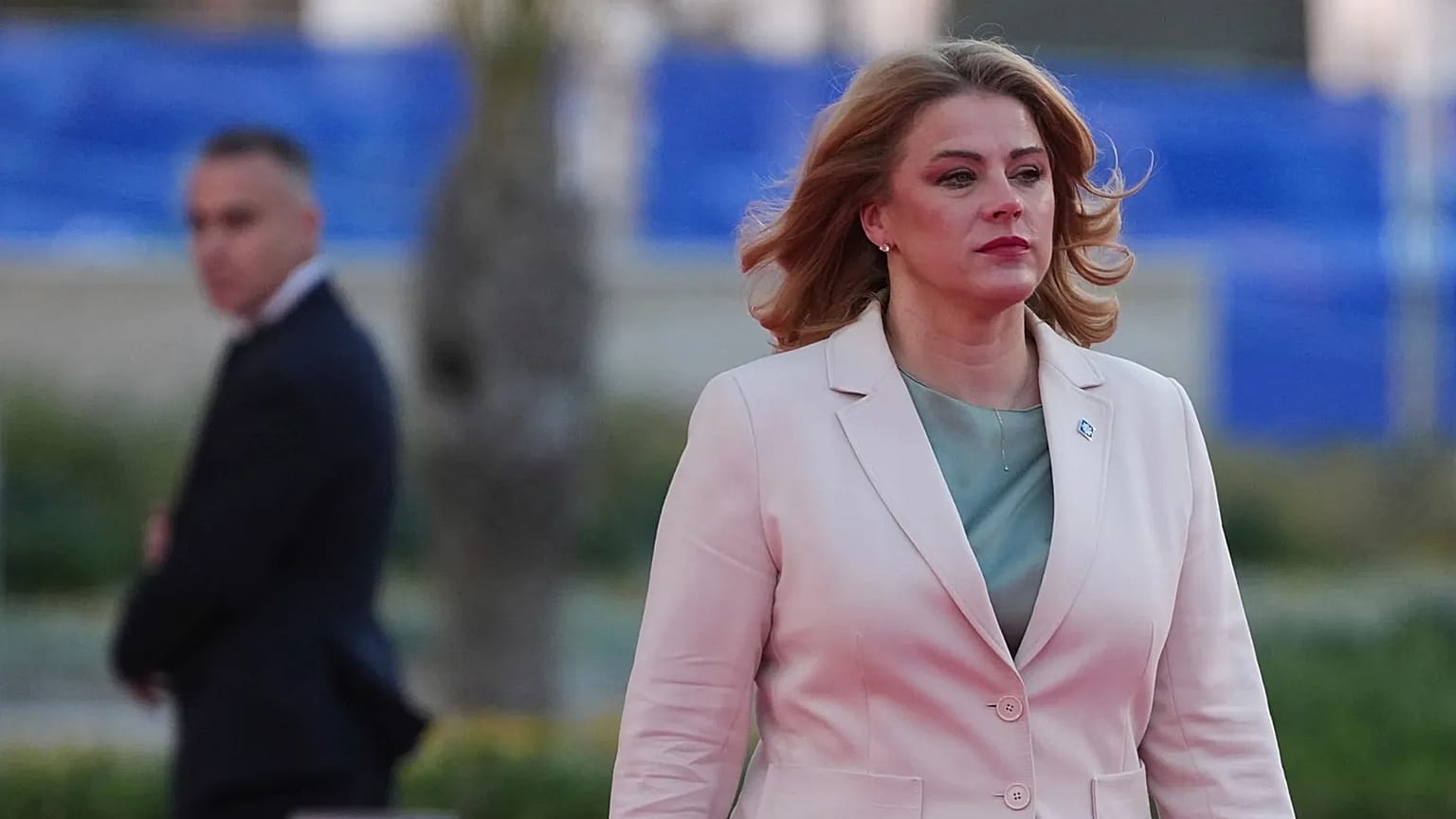 Latvia's Prime Minister Evika Silina arrives for the EU Summit in Ayia Napa, Cyprus, Thursday, April 23, 2026. (AP Photo/Petros Karadjias)