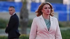 Die lettische Premierministerin Evika Silina trifft am Donnerstag, den 23. April 2026, zum EU-Gipfel in Ayia Napa, Zypern, ein. (AP Photo/Petros Karadjias)