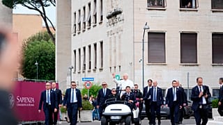Pope Leo XIV visits the Città Universitaria (University City) at Sapienza University of Rome to meet with faculty and students at the institution's primary campus, one of the 