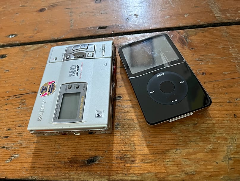 Peter's treasured iPod and an old Sony Walkman - once pinnacles of music-listening tech. 