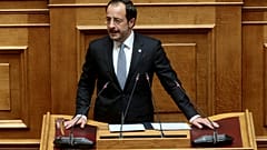 Ο Πρόεδρος της Κυπριακής Δημοκρατίας Νίκος Χριστοδουλίδης μιλάει από το βήμα στην ειδική συνεδρίαση της Ολομέλειας της Βουλής, Αθήνα, Πέμπτη 14 Μαΐου 2026. 