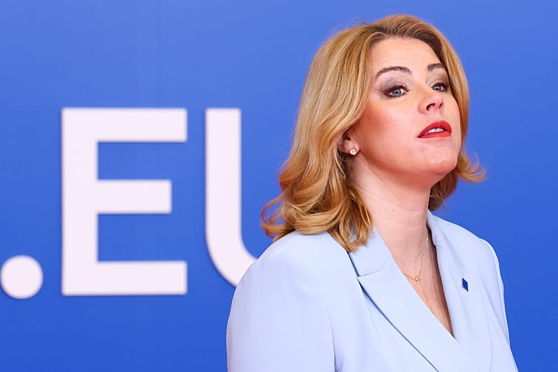 Latvia's Prime Minister Evika Siliņa arrives for the EU Summit in Nicosia, 24 April, 2026