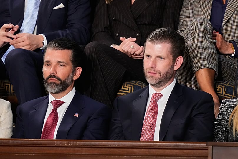 ARCHIVIO. Donald Trump Jr. ed Eric Trump al discorso sullo stato dell’Unione, 24 febbraio 2026