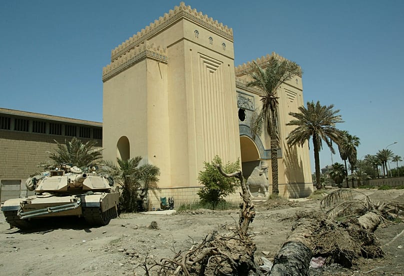 FILE: A US Army tank is parked outside the Iraqi National Museum in Baghdad on 6 May 2003