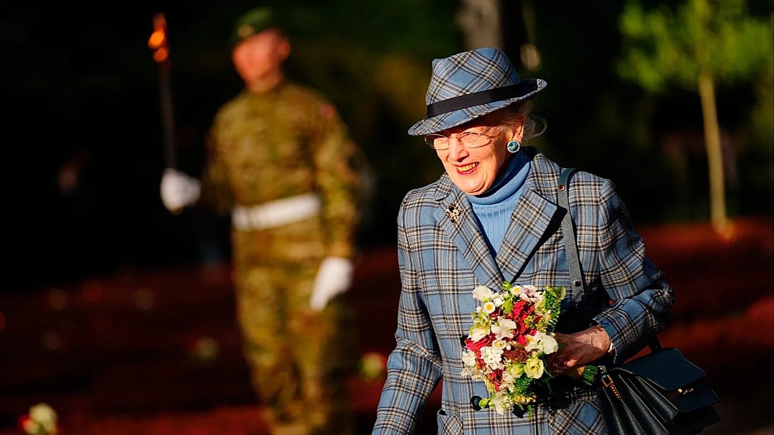 Denmark's Queen Margrethe arrives at the commemoration of the 80th anniversary of Denmark's liberation at a memorial service in Mindelunden in Ryvangen, 4 May, 2025