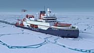 3D Ansicht des geplanten Neubaus des eisbrechenden Forschungs- und Versorgungsschiffes Polarstern des Alfred-Wegener-Instituts.