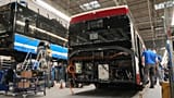 Workers prepare electric buses at the Solaris bus factory in Poznan, Poland, Thursday, Jan. 29, 2026. 