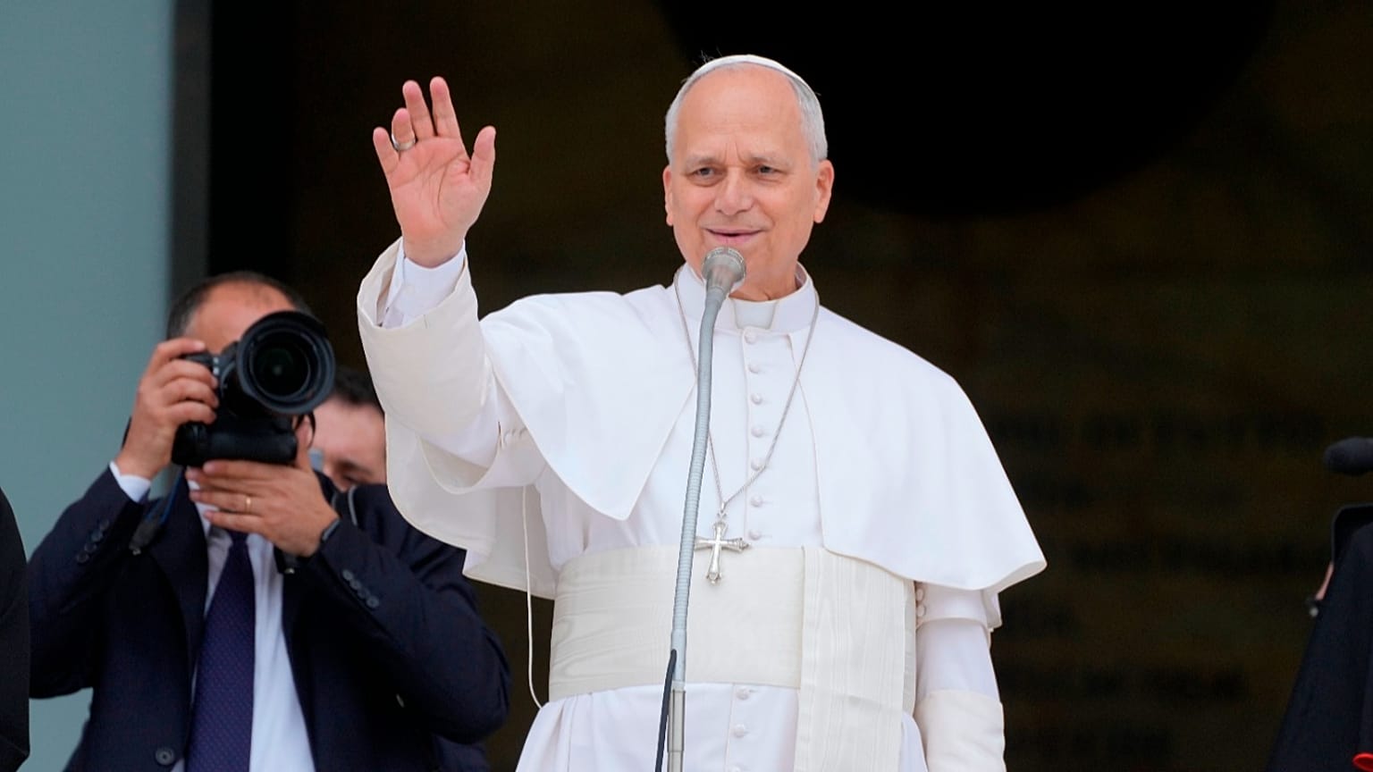 Le pape Léon XIV visite l'université de Sapienza à Rome, le 14 mai 2026.