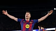 Robert Lewandowski świętuje po strzeleniu szóstej bramki dla swojej drużyny, w Hiszpanii, w środę, 18 marca 2026 roku. 
