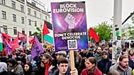 Manifestantes protestan contra Israel antes de la Gran Final del 70º Festival de Eurovisión en Viena, Austria, el sábado 16 de mayo de 2026. (Foto AP/Martin Meissner)