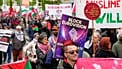 Demonstrators protest against Israel ahead of the Grand Final of the 70th Eurovision Song Contest in Vienna