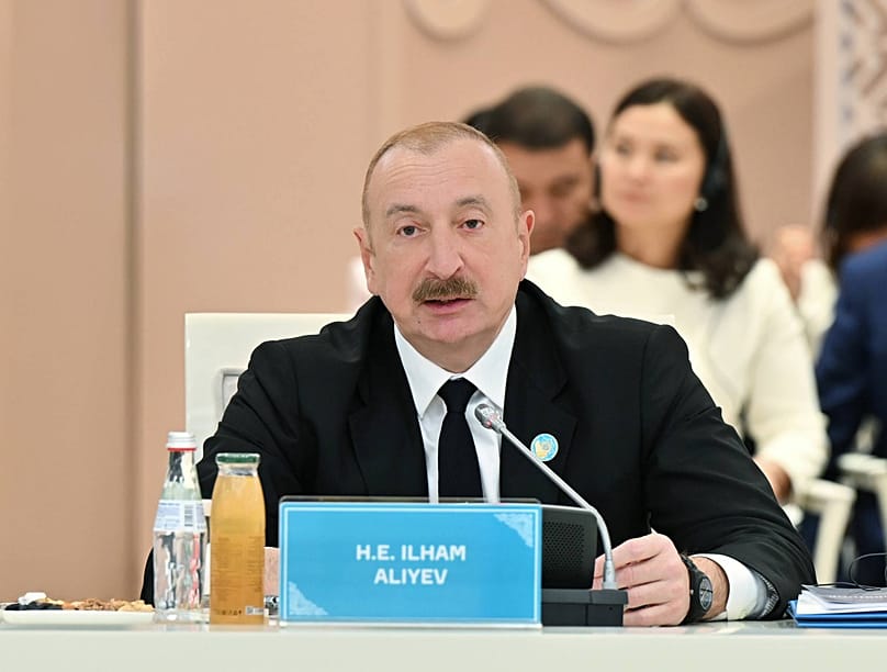 Azerbaijan President Ilham Aliyev at the informal summit of Organisation of Turkic States, in Turkistan, 15 May 2026