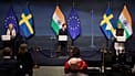European Commission President Ursula von der Leyen, Sweden's Prime Minister Ulf Kristersson and India's Prime Minister Narendra Modi in Gothenburg, Sweden, Sunday May 17, 2026
